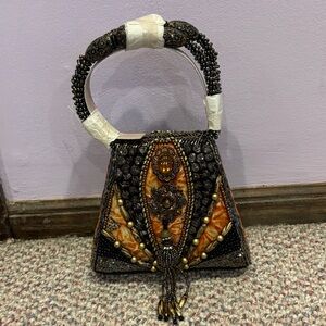 Artisan Beaded Clutch with Handle